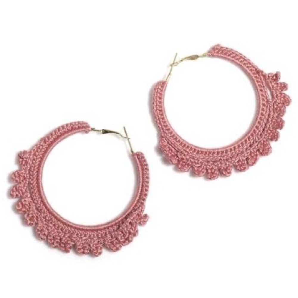 Emme Crocheted Hoop Earrings, Rose
